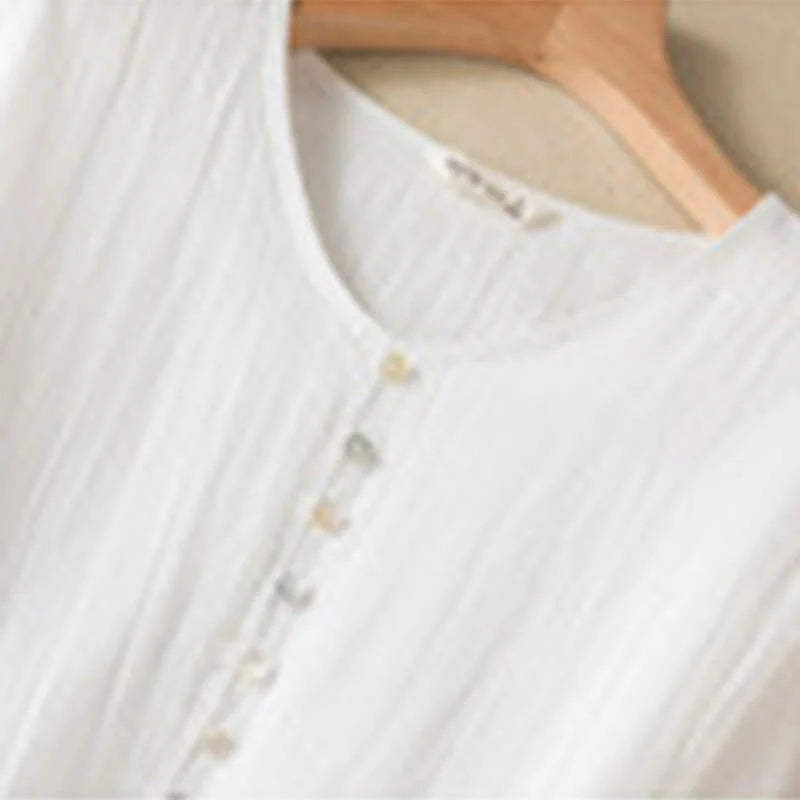 Buddha Stones Summer V-Neck Design Half Sleeve Cotton Midi Dress