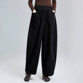 Buddha Stones Women's Fall Plain Ankle-Length Simple Design Corduroy Pants With Pockets