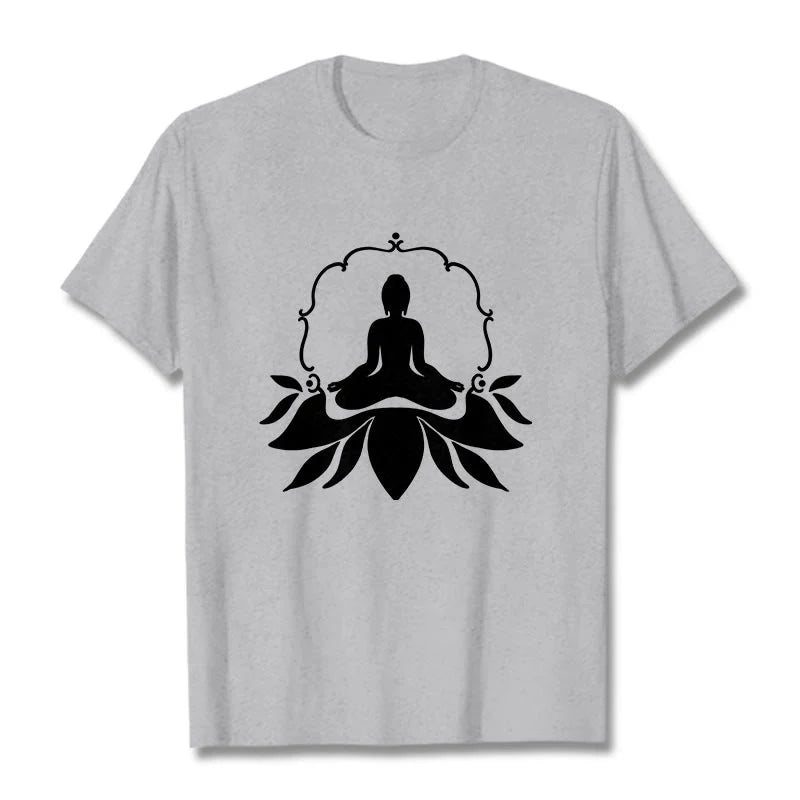 Buddha Stones Meditating Buddha Seated on Grass Tee T-shirt
