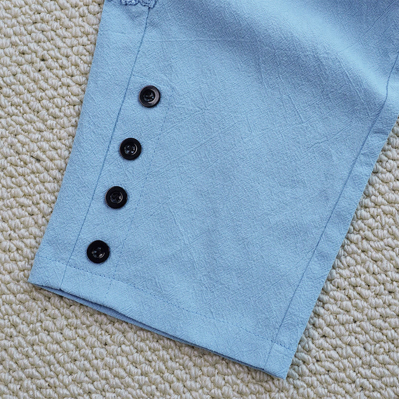 Buddha Stones Summer Plain Color Splicing Design Cotton Linen Women's Pants With Pockets