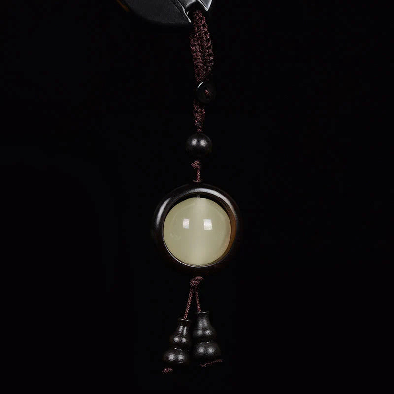 Buddha Stones Red Sandalwood Ebony Wood Green Sandalwood Luminous Lucky Bead Gourd Peace Key Chain