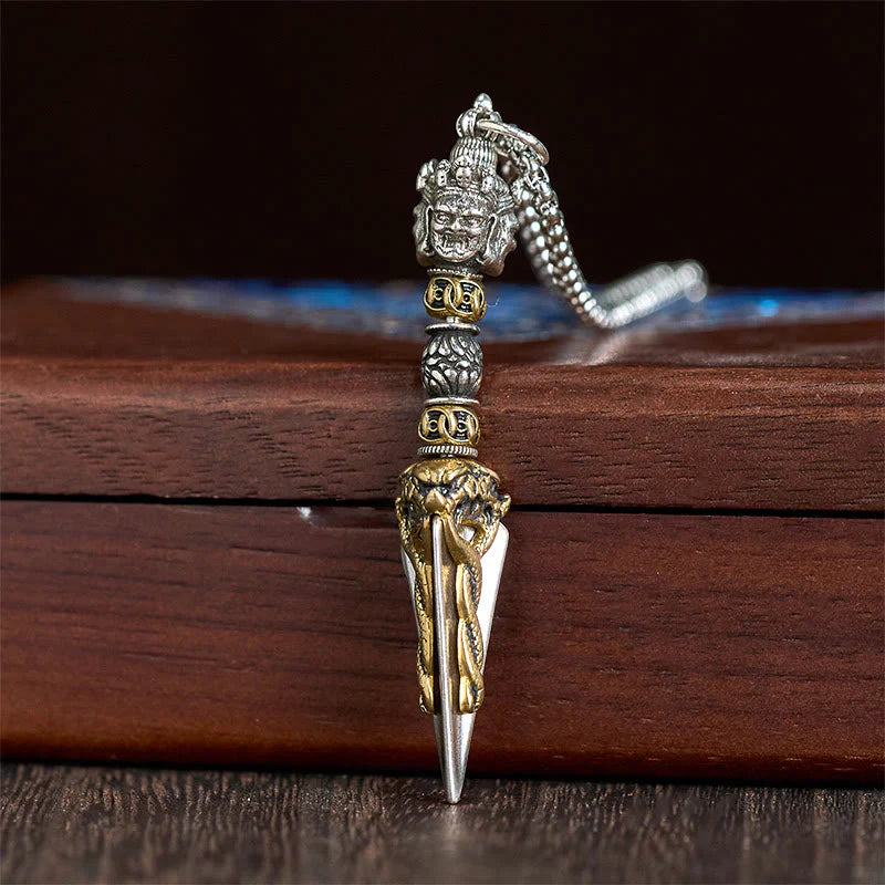 Buddha Stones Tibetan Vajra Vajrakila Copper Healing Spiritual Power Necklace Pendant