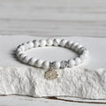 Buddha Stones 925 Sterling Silver Lotus Design Natural White Turquoise Wealth Bracelet