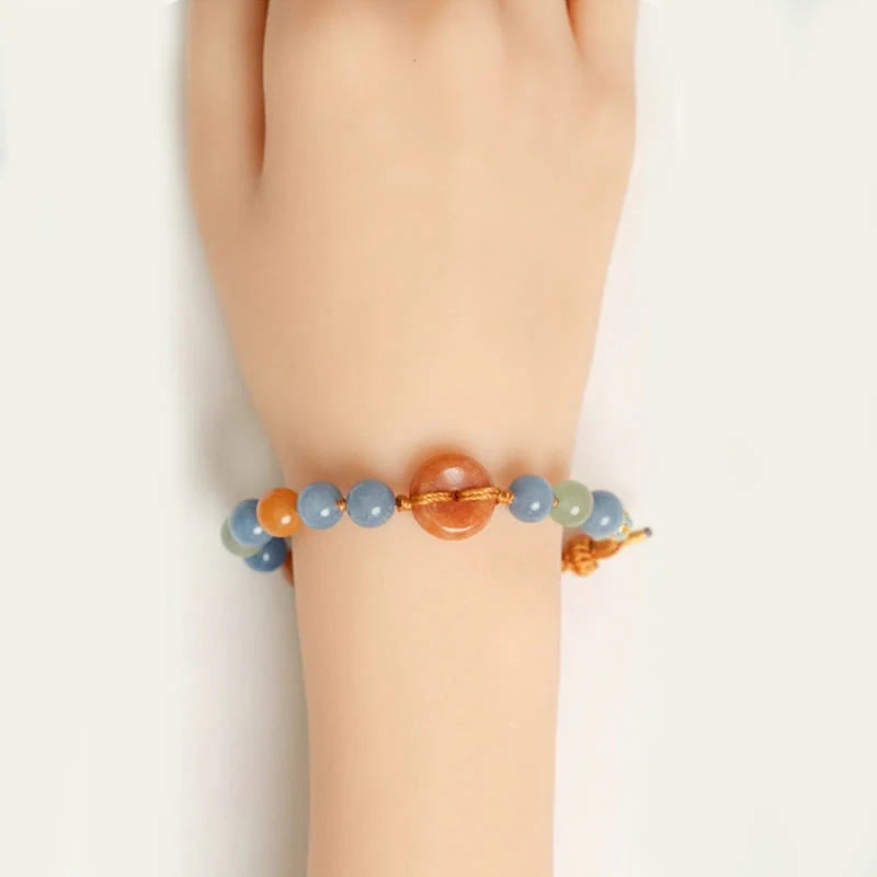 Buddha Stones Colored Aventurine Peace Buckle Cure Bracelet