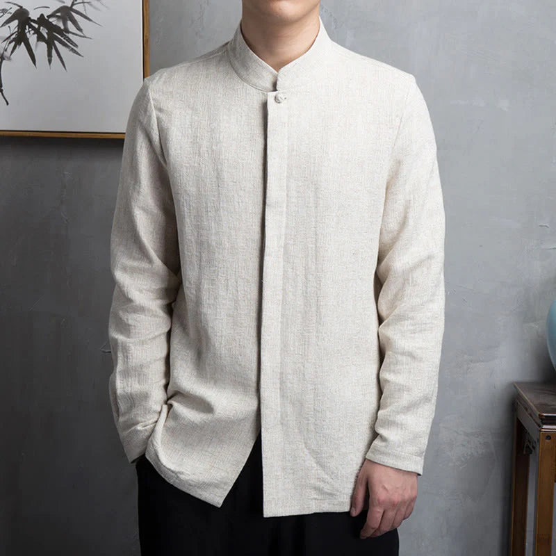 Buddha Stones Solid Color Chinese Tang Suit Jacket Men Clothing