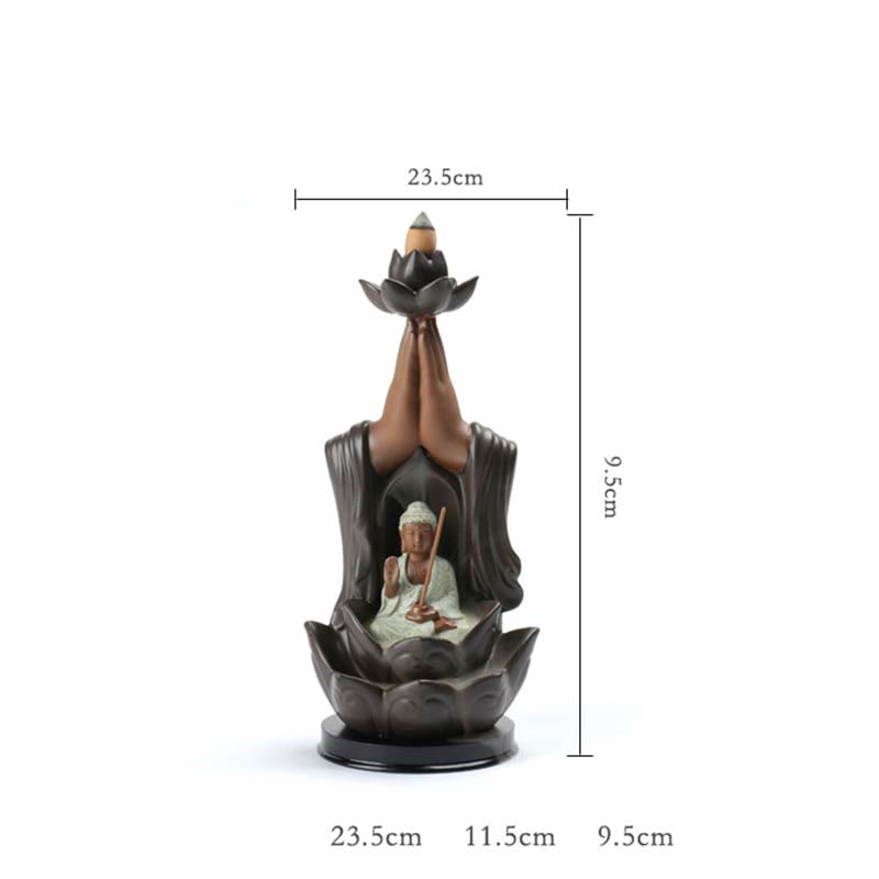 Buddha Stones Buddha Avalokitesvara Chenrezig Ksitigarbha Ceramic Lotus Blessing Backflow Incense Burner