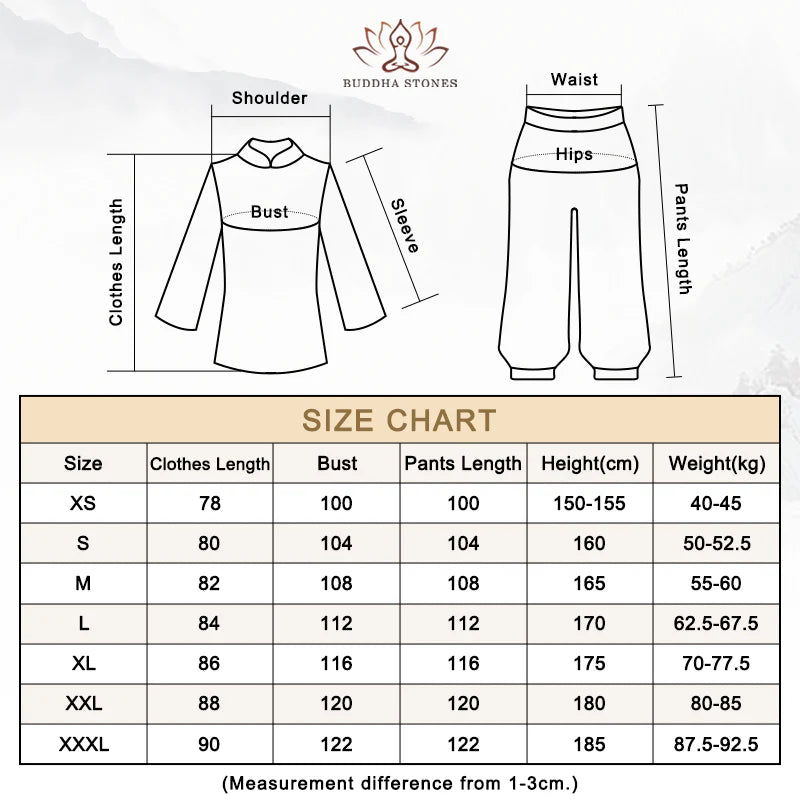 3Pcs Ink Painting Meditation Prayer Spiritual Zen Tai Chi Qigong Practice Unisex Clothing Set