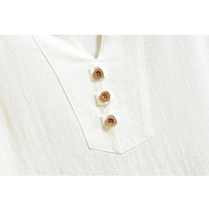 Buddha Stones 2Pcs Short Sleeve T-Shirt Drawstring Short Pants With Pockets Men's Cotton Linen Meditation Cloth Set