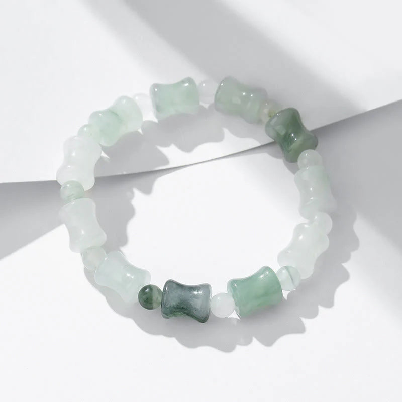 Buddha Stones Jade Coconut Shell Bamboo Pattern Abundance Luck Bracelet