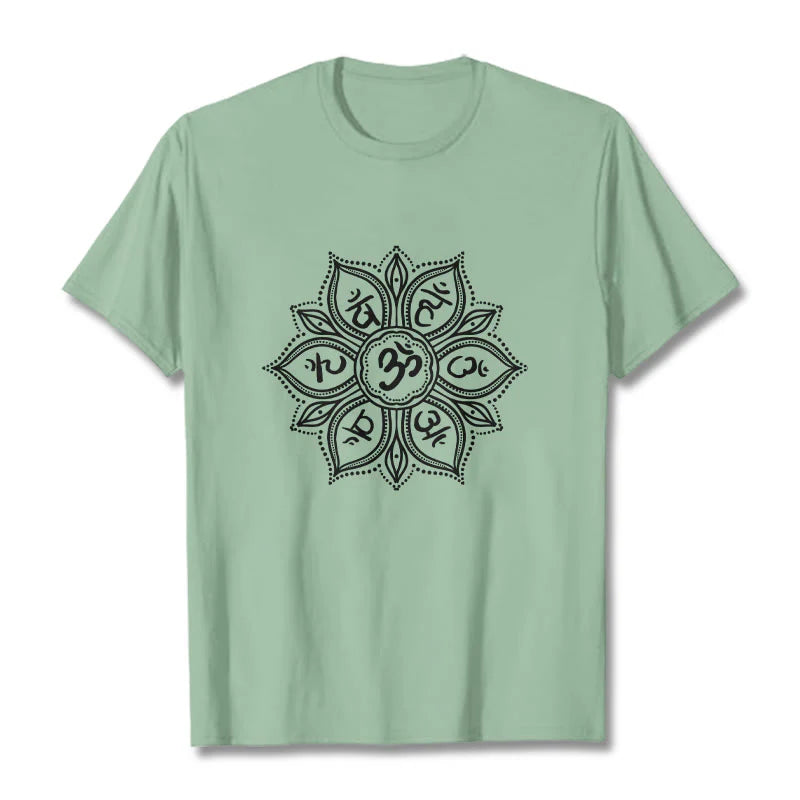 Buddha Stones Mandala Flower Om Mani Padme Hum Mantra Tee T-shirt