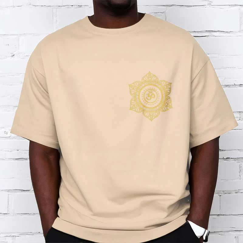 Buddha Stones Golden Mandala OM Pattern Tee T-shirt