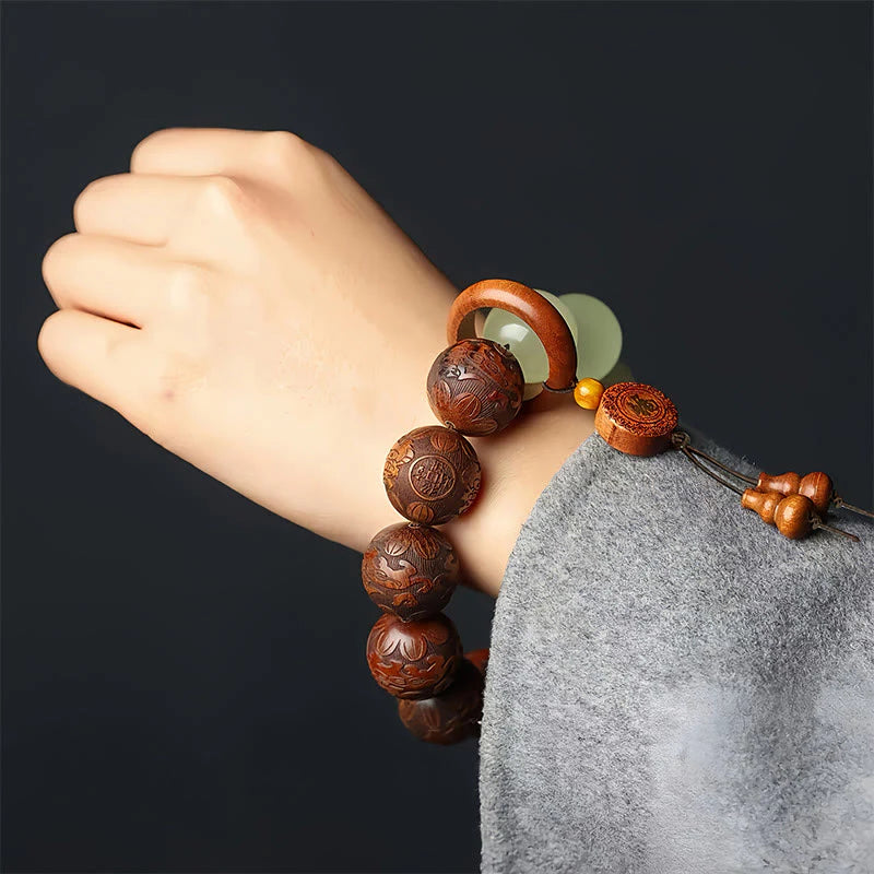 FREE Today: Cure and Warmth Sappan Wood Engraving PiXiu Fu Character Bracelet
