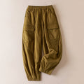 Buddha Stones Plain Women's Harem Thick Pants With Pockets