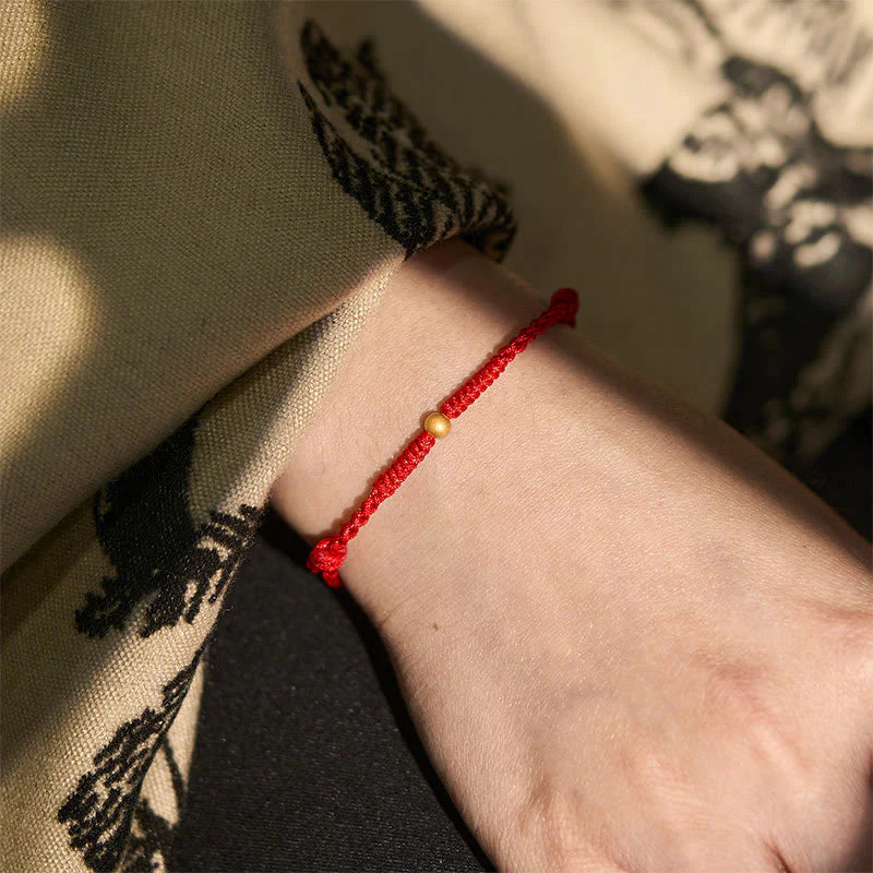 FREE Today: Protection and StrengthÂ 925 Sterling Silver Plated Gold Single Bead Braided Red Rope Bracelet Anklet
