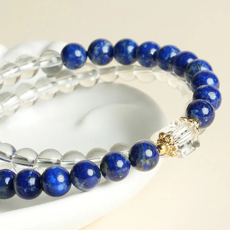 Buddha Stones Lapis Lazuli Clear Quartz Balance Beaded Bracelet