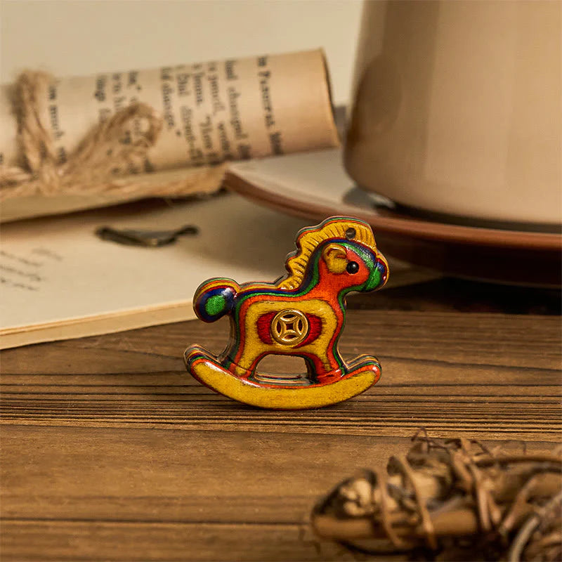 Buddha Stones Year of the Horse Copper Coin Rainbow Eucalyptus Creativity Desk Decoration