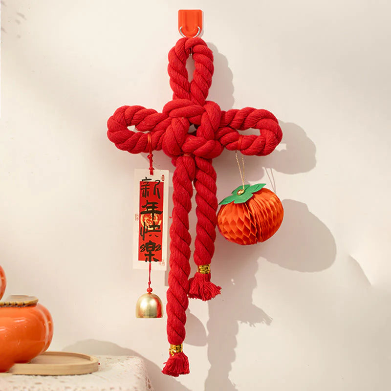 Buddha Stones Year of the Horse Dancing Lion Fu Character Chinese Knotting Fortune Decoration