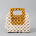 Buddha Stones Hand-woven Wooden Beads Square Tote Handbag