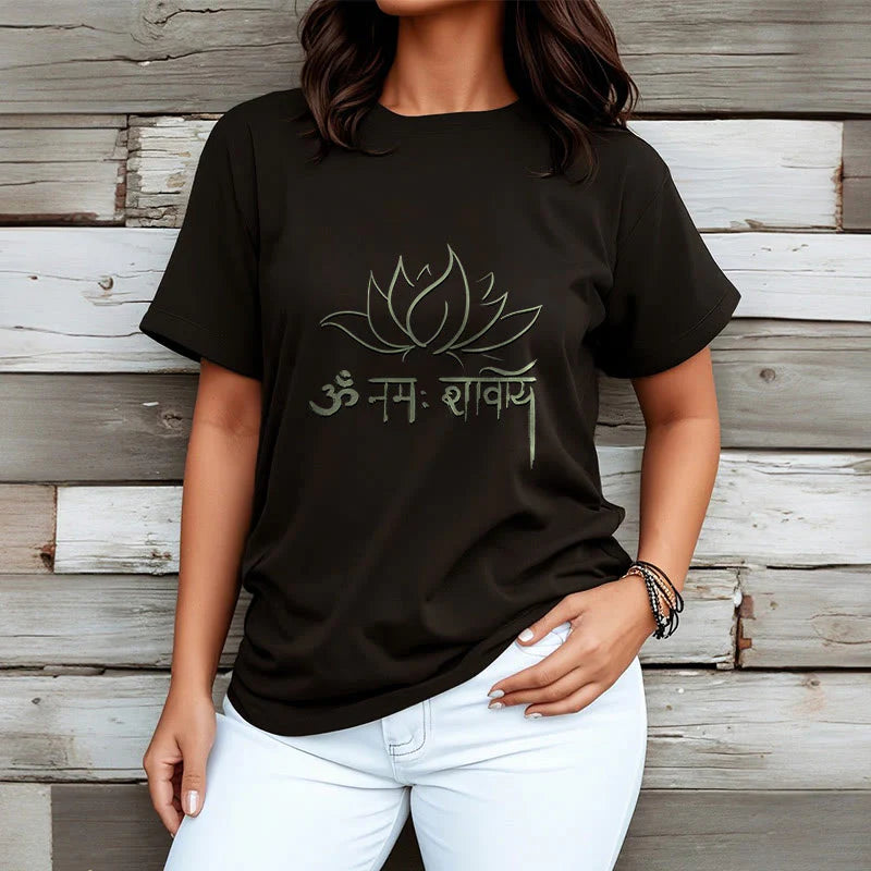 Buddha Stones Lotus Sanskrit Namah Shivaya Tee T-shirt