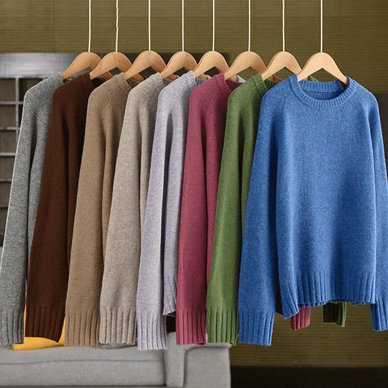 Buddha Stones Winter Crew Neck Warm Long Sleeve Women's Cotton Knitted Sweater
