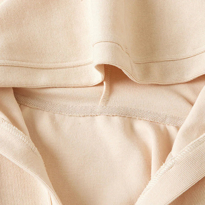 Buddha Stones Plain Buttons Women's Cotton Hooded Jacket With Pockets