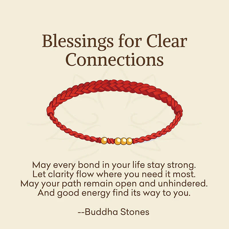 Buddha Stones Blessings for Clear Connections 925 Sterling Silver Plated Gold Beads Red String Bracelet Includes Gift Message Card