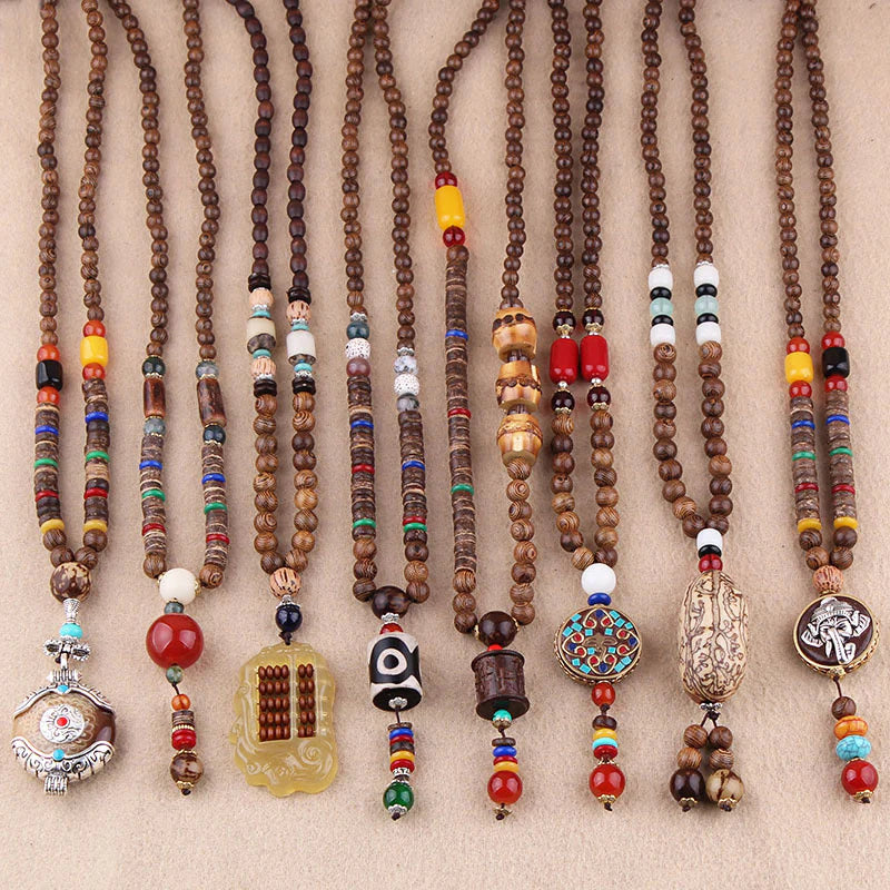 Buddha Stones Tibetan Wenge Wood Bodhi Seed Agate Elephant Protection Necklace Pendant (Extra 40% Off | USE CODE: FS40)