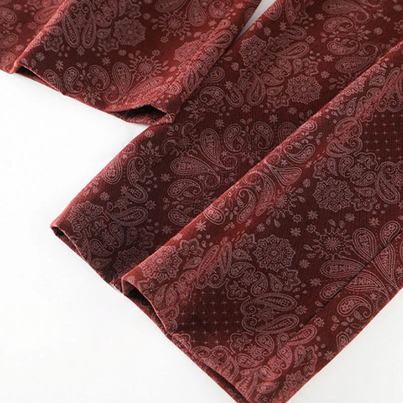 Buddha Stones Casual Floral Pattern Polyester Women's Wide Leg Pants With Pockets
