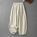 Buddha Stones Casual Plain 7-8 Length Women's Cotton Linen Harem Pants With Pockets