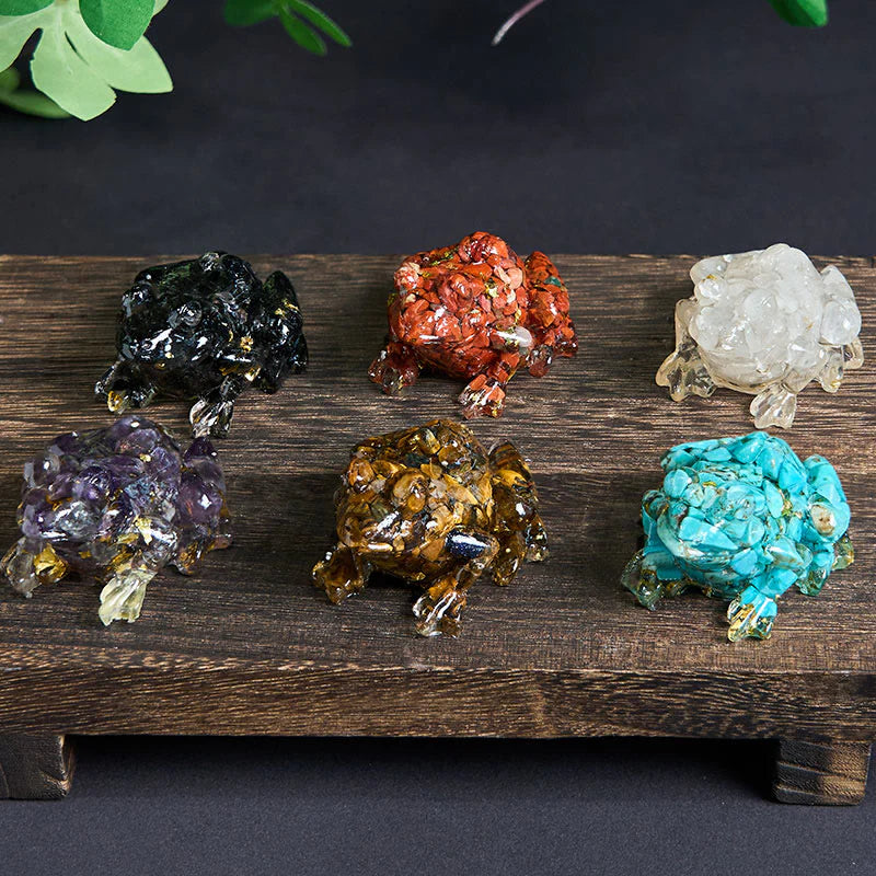 Buddha Stones Crystal Drip Resin Small Frog Passion Decoration Statue