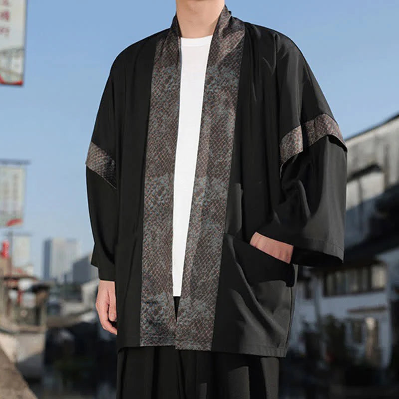Buddha Stones Summer Casual Zen Lapel Collar Men's Elbow-Length Sleeve Kimono