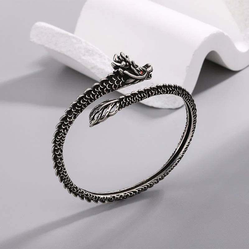 Buddha Stones Dragon Scales Pattern Luck Protection Bracelet Bangle