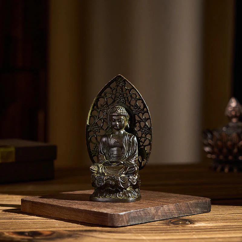 Buddha Stones Tathagata Buddha Alloy Statue Zen Home Decoration 9*4.5 cm