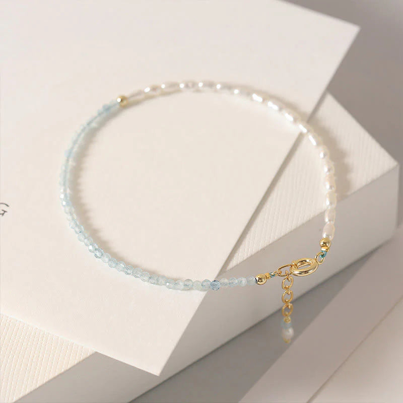 Buddha Stones 2mm Turquoise Pearl Ultra-thin Beads 14k Gold Plated Copper Wisdom Bracelet
