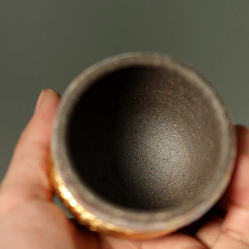 Buddha Stones Golden Arowana Koi Fish Ceramic Teacup Kung Fu Tea Cup