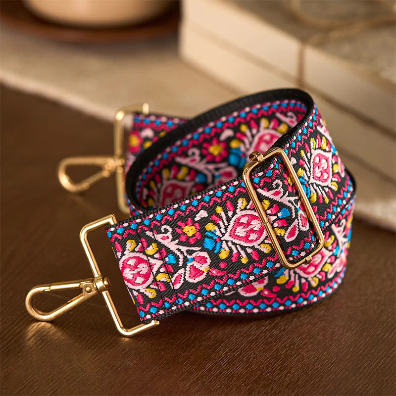 Buddha Stones Bohemian Flower Geometric Stripes Embroidery Adjustable Handbags Crossbody Shoulder Bag Purse Straps Replacement
