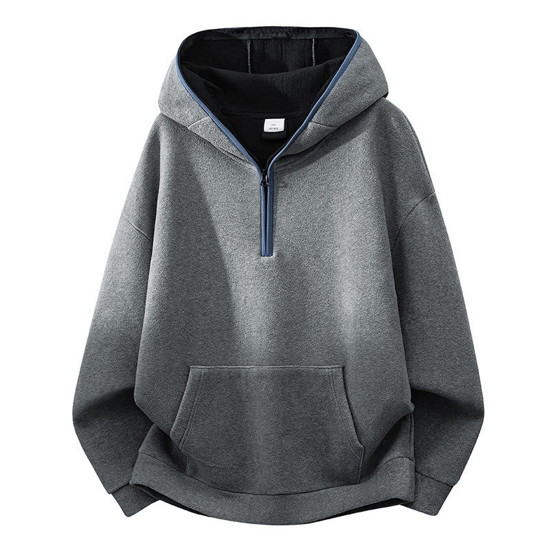 Buddha Stones Fall Winter Zipper Design Fleece Lined Long Sleeve Cotton Men's Hoodie