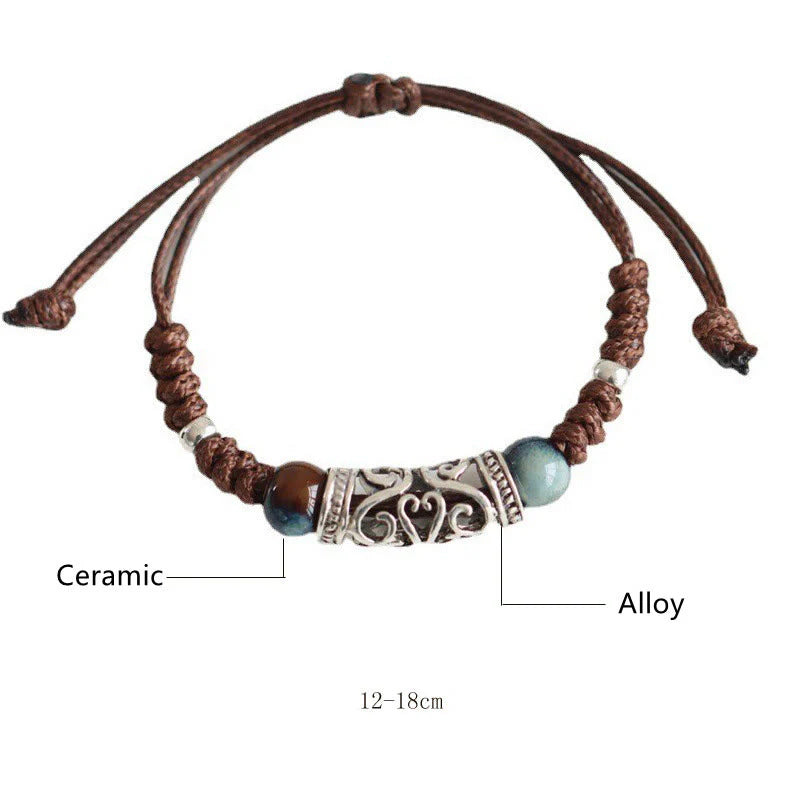 Buddha Stones Tibet Ceramic Bead Wealth String Bracelet