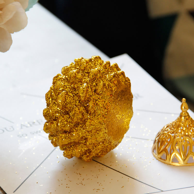 Buddha Stones Gold Pine Cone Pattern Spiritual Rituals Mini Incense Burner Home Tabletop Decor