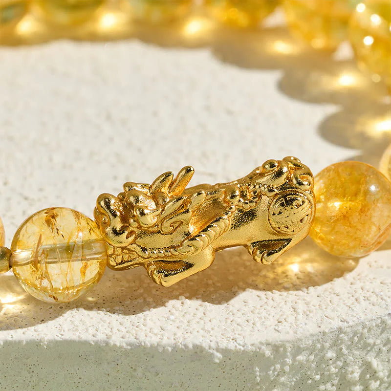 Buddha Stones Natural Citrine PiXiu Prosperity Protection Bracelet