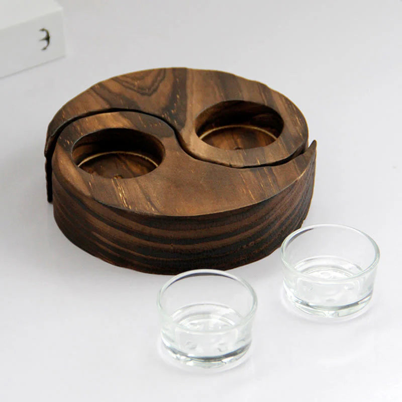 Buddha Stones Yin Yang Wood Candle Holder Meditation Rituals Use Items (Extra 35% Off | USE CODE: FS35)