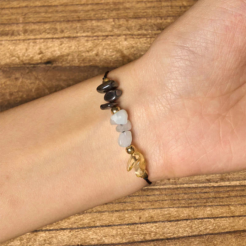 Buddha Stones Citrine Green Aventurine Pyrite Success Rope Card Bracelet