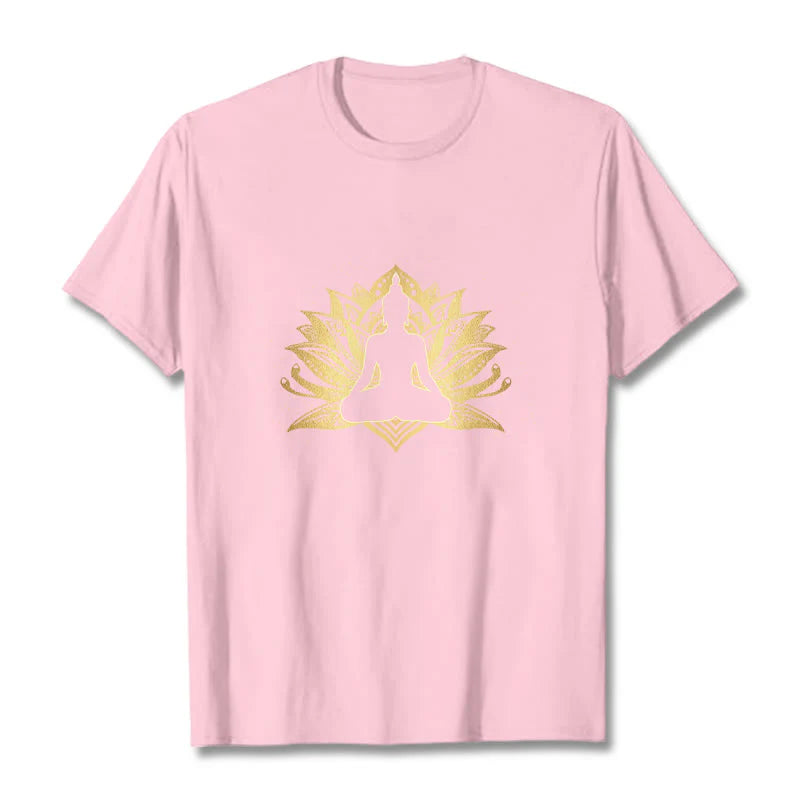 Buddha Stones Golden Lotus Meditation Buddha Tee T-shirt