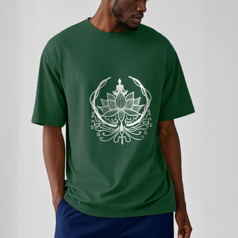 Buddha Stones Meditation Buddha Seated Inside A Lotus Flower Tee T-shirt