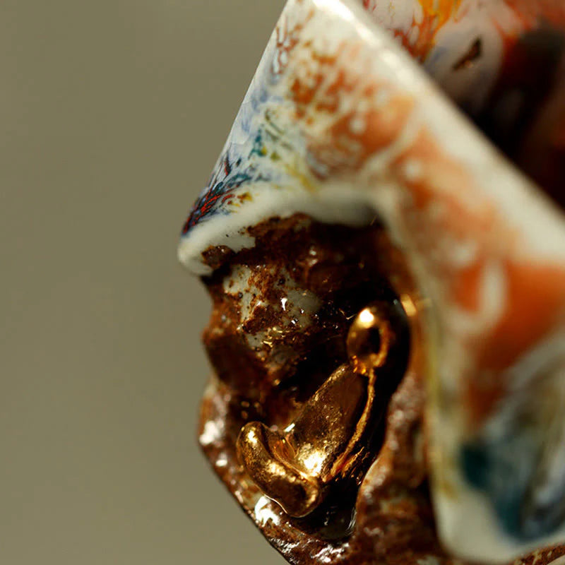 Buddha Stones Hand-painted Dunhuang Meditating Buddha Shino Ceramic Teacup Kung Fu Tea Cup