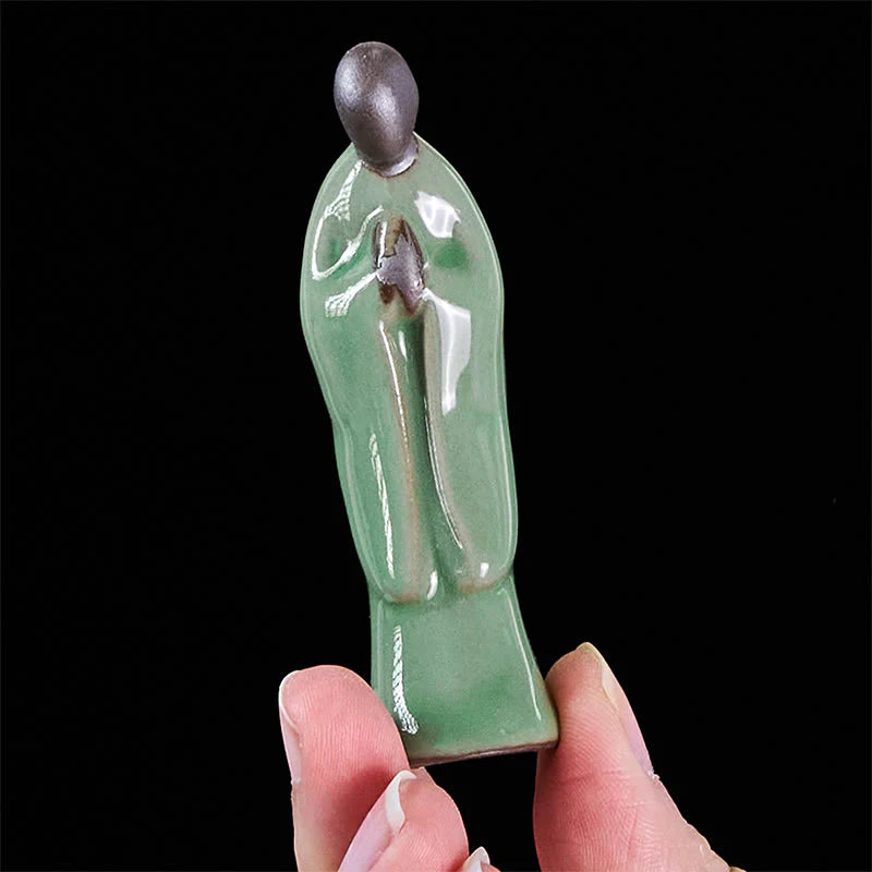 Buddha Stones Meditation Monk Ceramic Statue Serenity Home Decoration