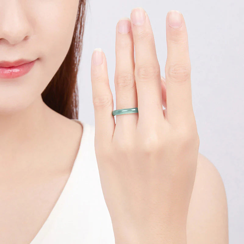 Buddha Stones Natural Jade Prosperity Protection Ring