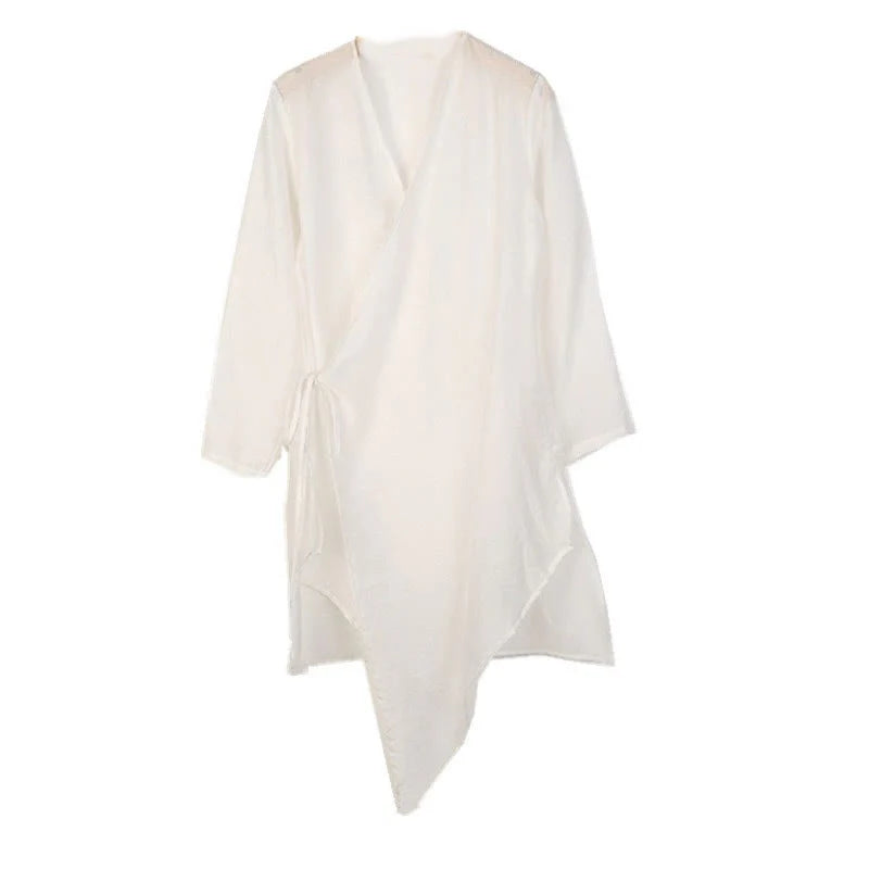 Buddha Stones Simple White Beige Pattern Meditation Spiritual Zen Practice Yoga Clothing Women's Clothes