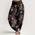 Buddha Stones Pure Cotton Cherry Blossom Women's Elastic Waist Harem Pants