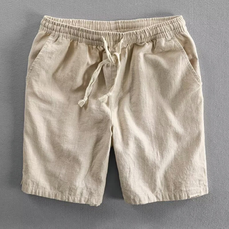 Buddha Stones Drawstring Elastic Waist Cotton Men's Shorts With Pockets